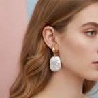 Twisted Pearl Drop Earrings - Square Pearl