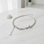 Star Layered Chain Necklace - Silver