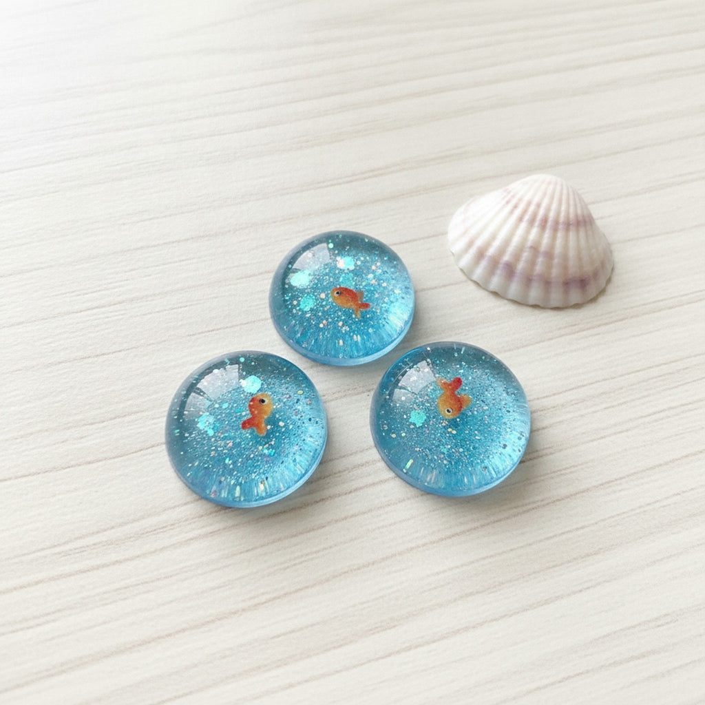 Goldfish Glitter Keychain Set - Blue