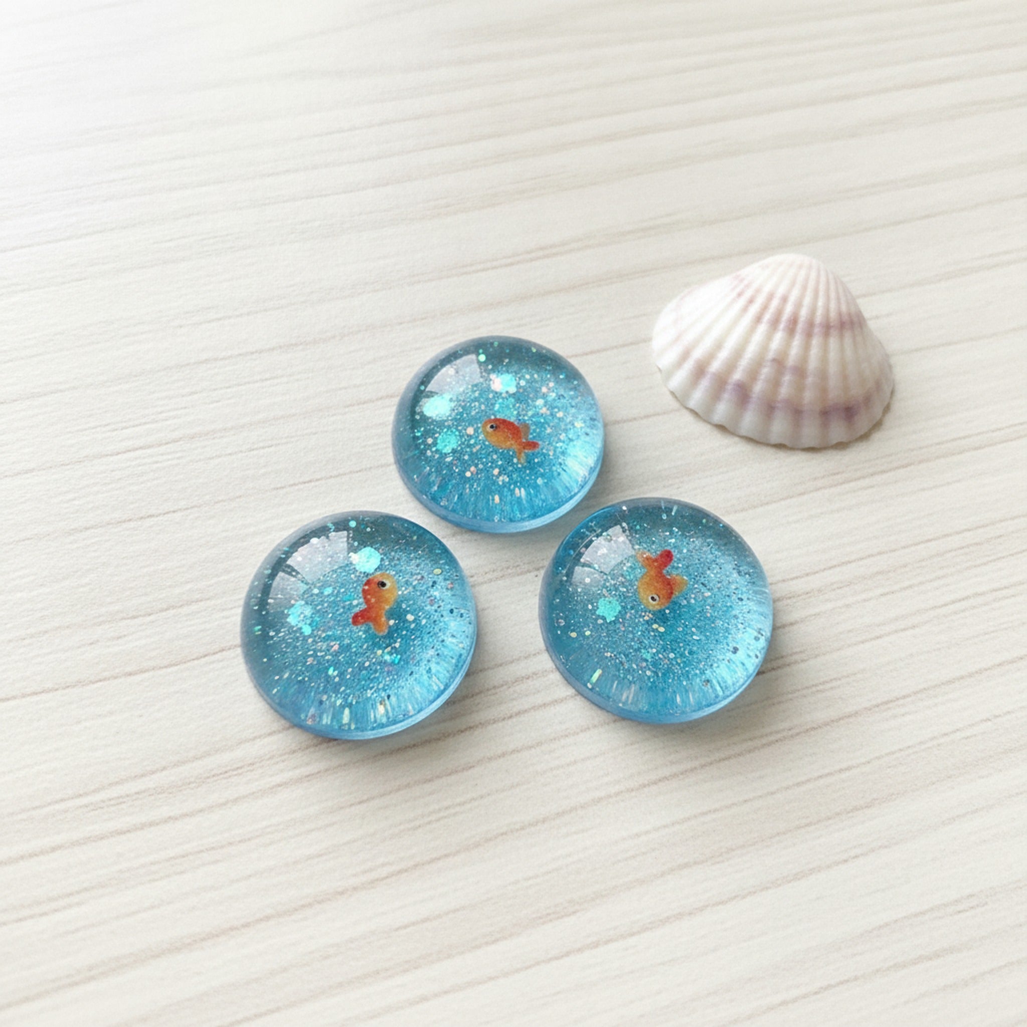 Goldfish Glitter Keychain Set - Blue