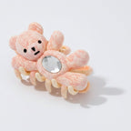 Fuzzy Teddy Bear Hair Claw With Mirror Detail – hair accessories (view 1)