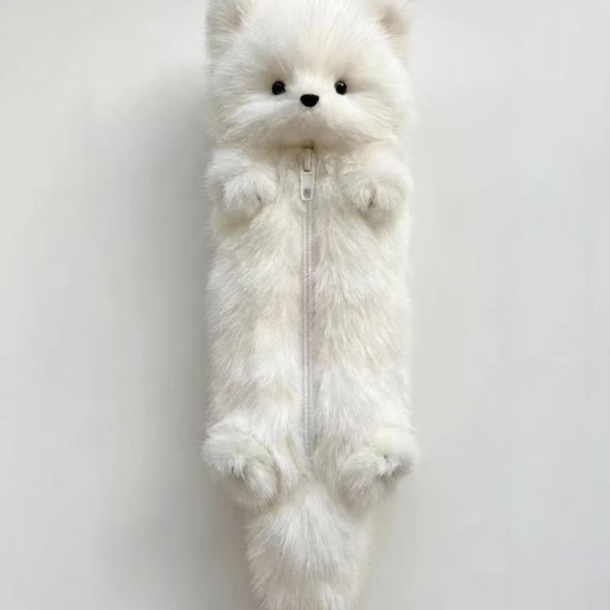 Cute little fox plush pencil case - White