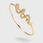 Rhinestone Twisted Open Cuff Bracelet - Bracelet - Gold Plated – jewelry (view 1)
