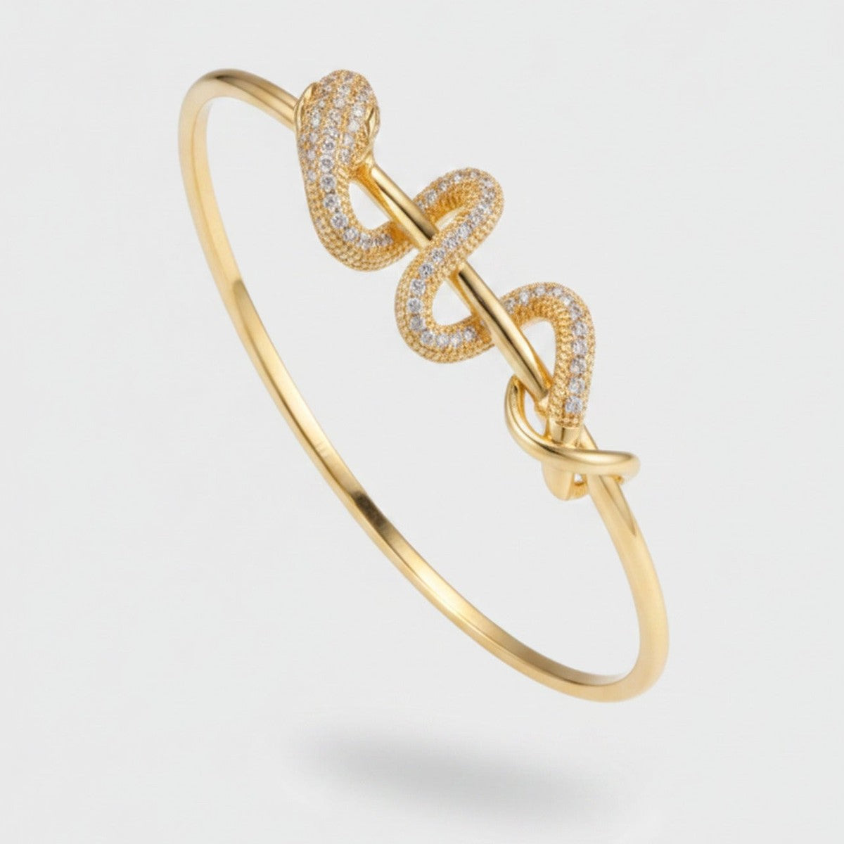 Rhinestone Twisted Open Cuff Bracelet - Bracelet - Gold Plated – jewelry (view 1)