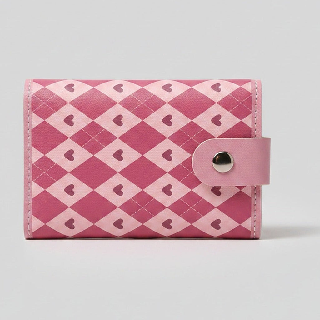 Pink Argyle Heart Trifold Card Wallet – bags & wallets (view 1)