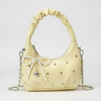 Cream Patent Hobo Bag With Pearl Drape Charms – bags & wallets (view 1)