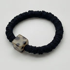 Black Scrunchie With Silver Square Charm – hair accessories (view 1)