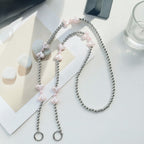 Double Heart Pearl Keychain - Pink