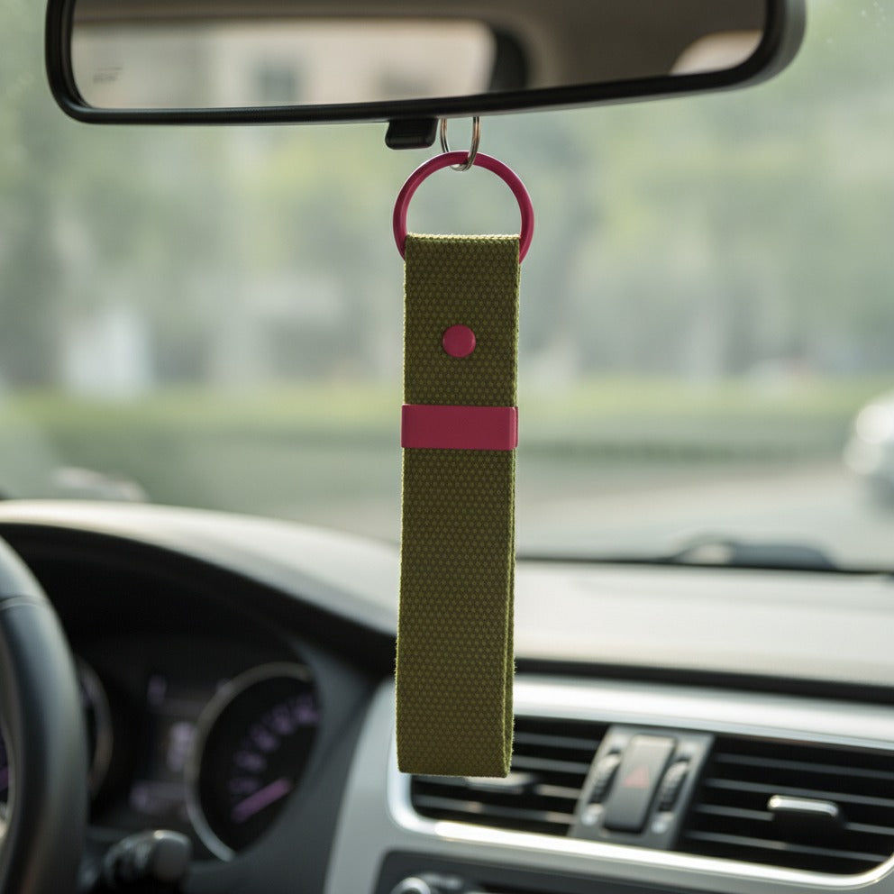 Fabric Keychain DIY Set - Green / Rose Pink Buckle