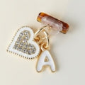 Rhinestone Heart Initial Letter Dangle Charm – jewelry (view 1)
