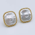 Pearl Twisted Frame Stud Earring - Type 4