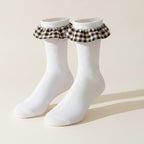 White Gingham Ruffle Crew Socks – apparel accessories (view 1)