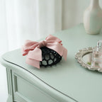 Satin Bow Hair Claw Clip - Soft Pink