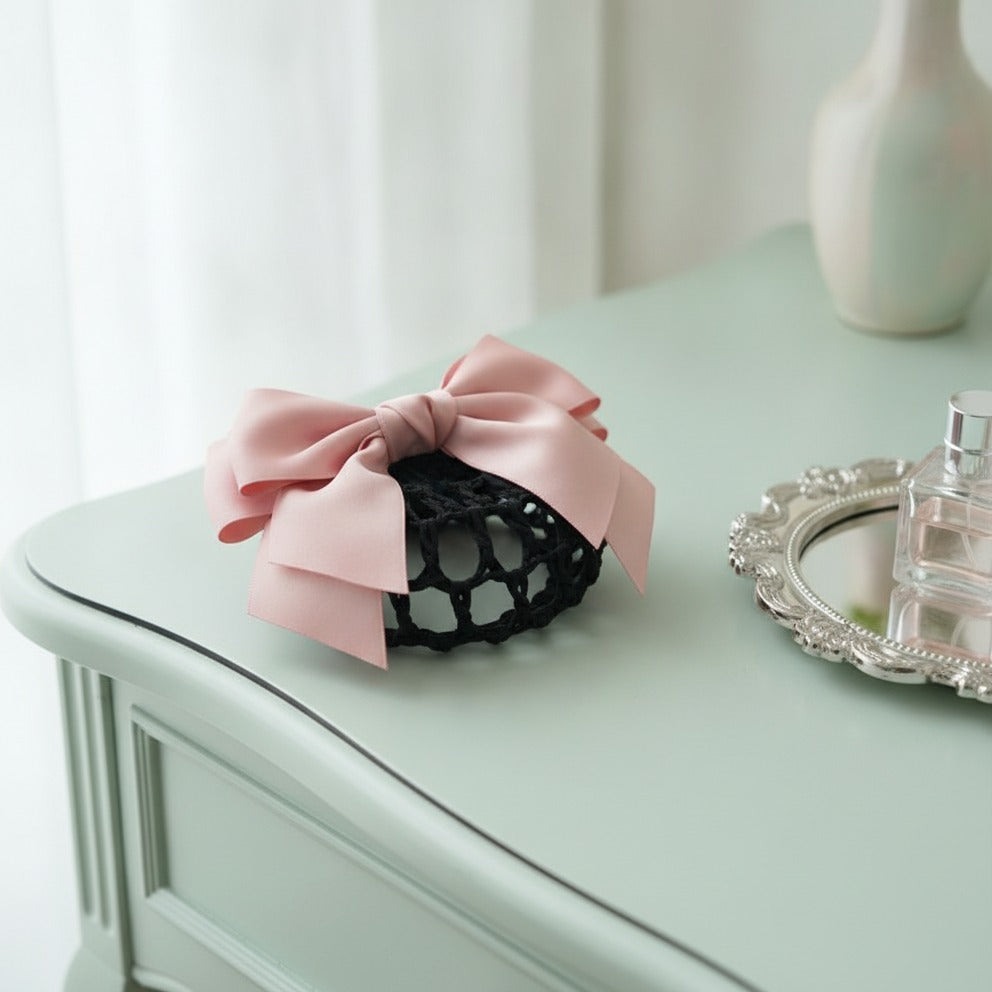 Satin Bow Hair Claw Clip - Soft Pink