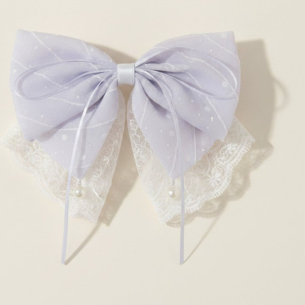 Elegant Lace Pearl Bow Hair Clip – hair accessories (view 1)
