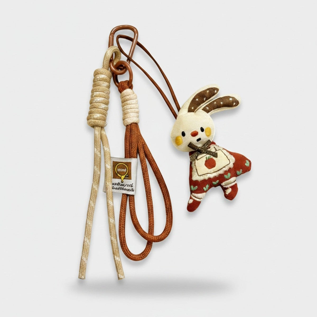 Fabric Rabbit Doll Keyring with Braided Tassels – novelty & toys (view 1)