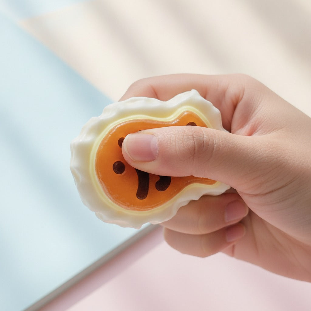 Squishy Pastry Charm - Cheese Mochi - squeeze in hand