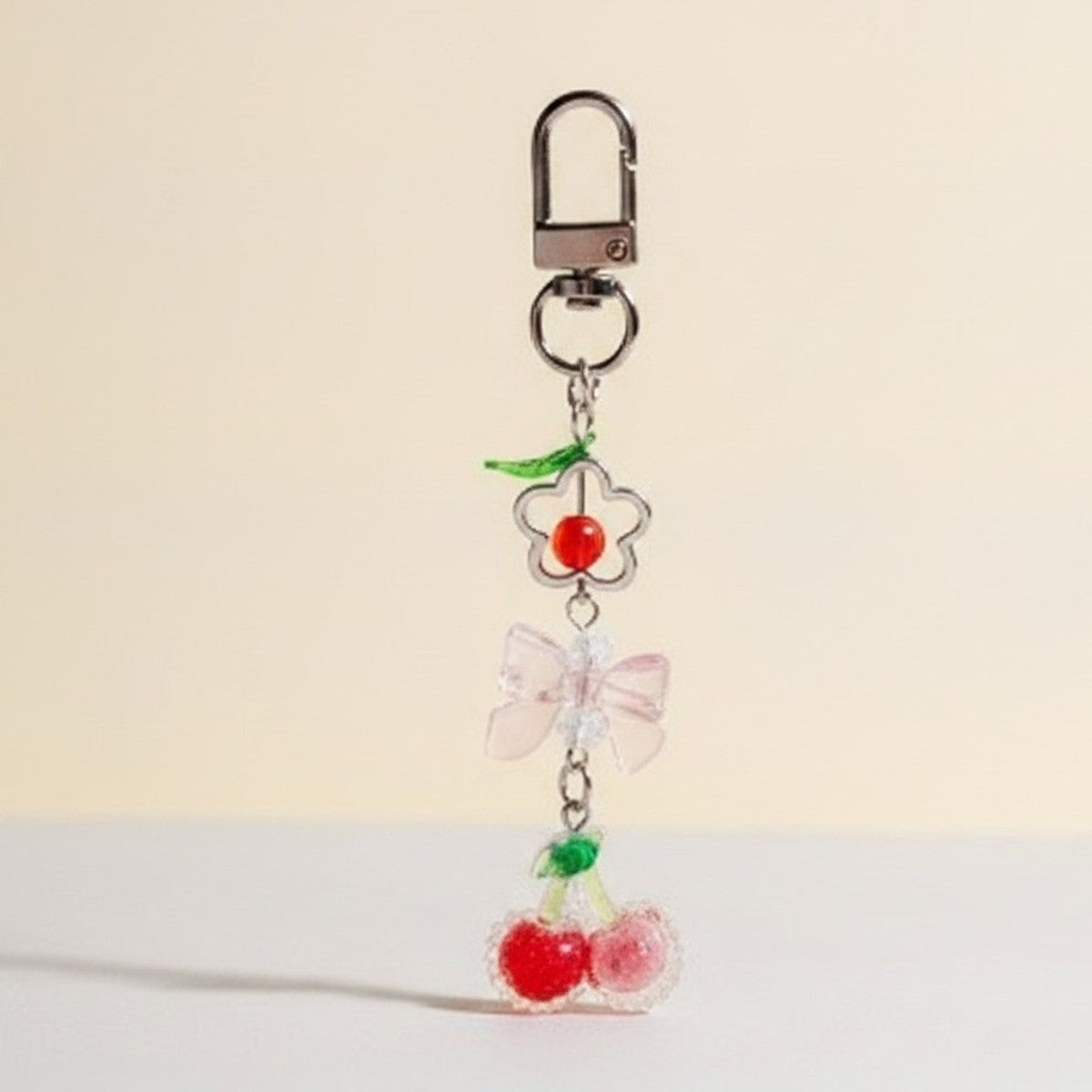Acrylic Cherry Butterfly Flower Charm Keychain – apparel accessories (view 1)