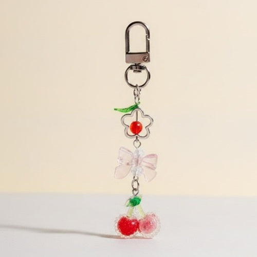 Acrylic Cherry Butterfly Flower Charm Keychain – apparel accessories (view 1)