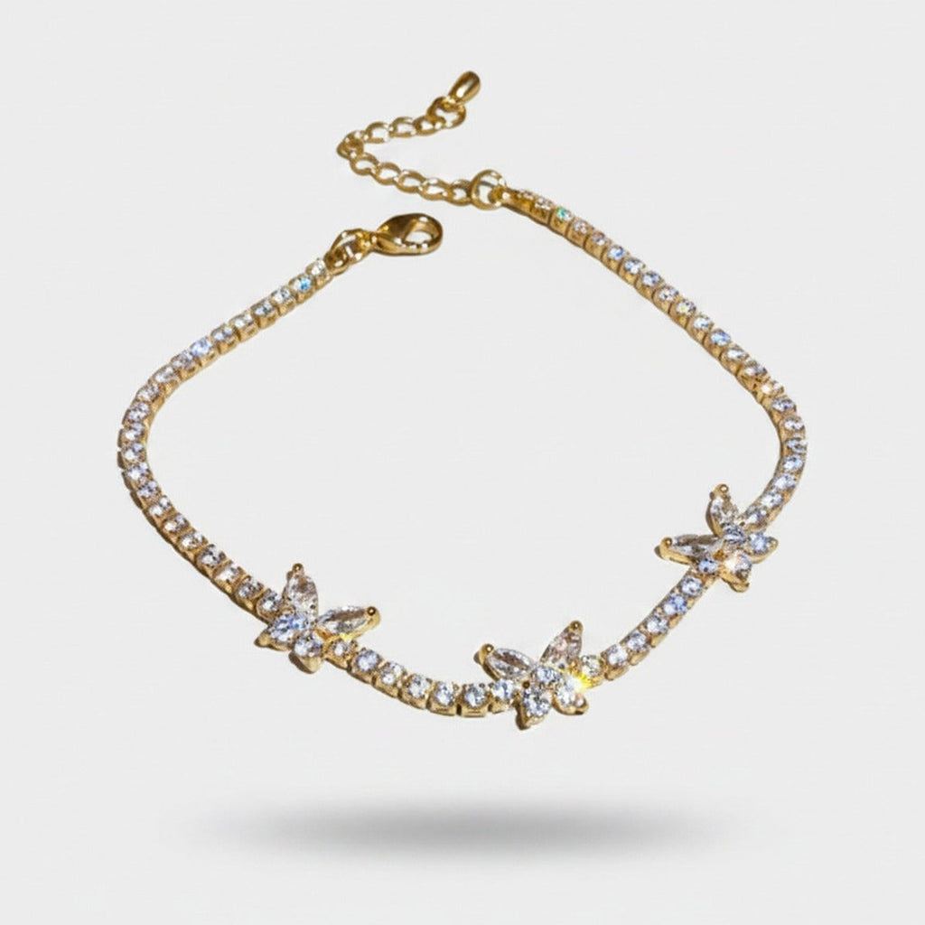 Gold Butterfly Charm Rhinestone Tennis Bracelet – jewelry (view 1)