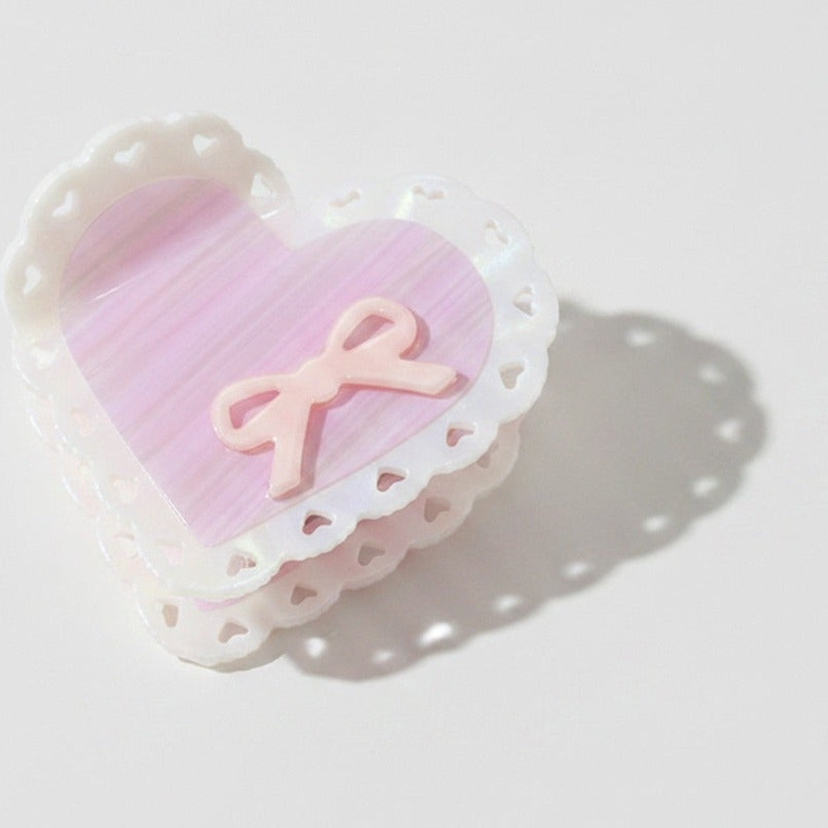 Heart-Shaped Hair Claw With Ribbon Charm – hair accessories (view 1)
