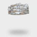 Pearl and Rhinestone Silver Band Ring – jewelry (view 1)