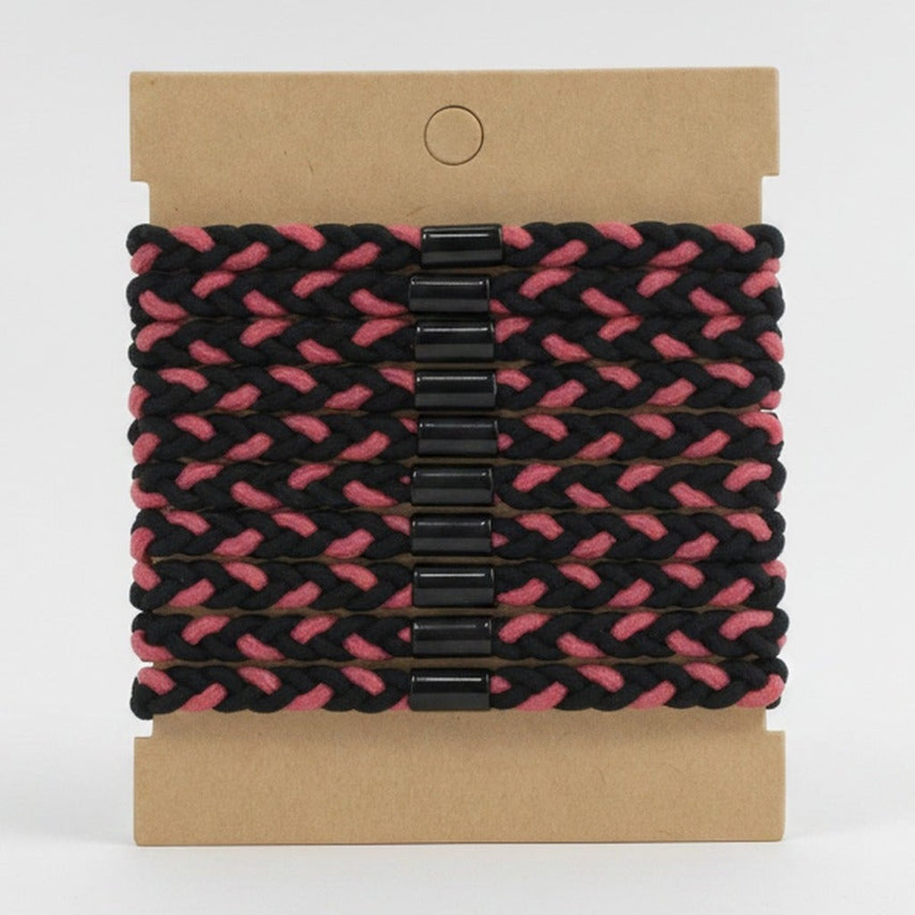 Braided Hair Clips Black Pink Set – hair accessories