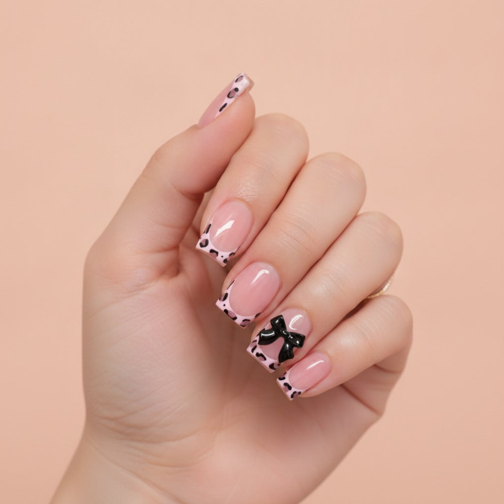 Leopard Bow Press-On Nails - Type 2
