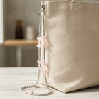 Double Heart Pearl Keychain - Pink