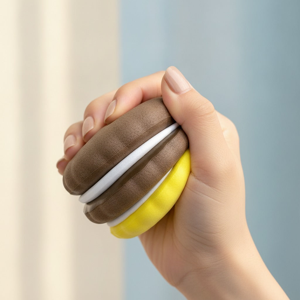 S'mores Cookie Squishy - Brown - squeeze in hand