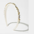Padded Headband With Rhinestone Embellishments - White – hair accessories (view 1)