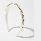 Padded Headband With Rhinestone Embellishments - White – hair accessories (view 1)