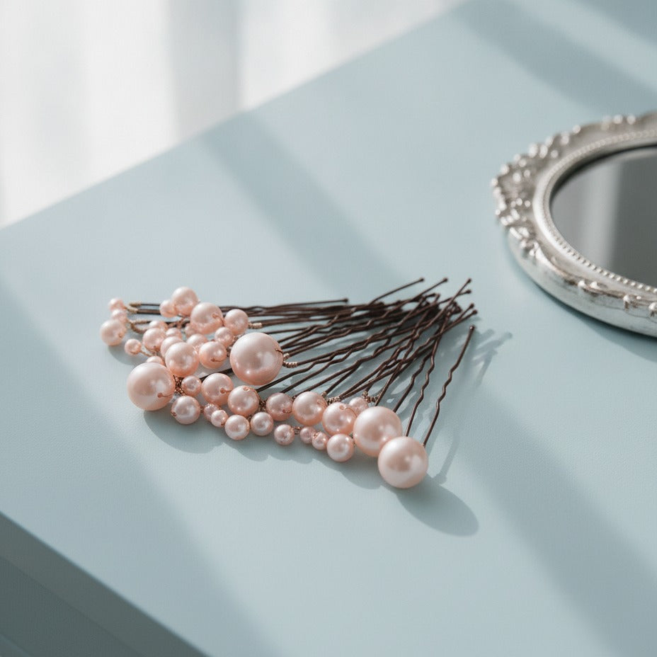 Pearl Hair Pin Set - Pink Pearl