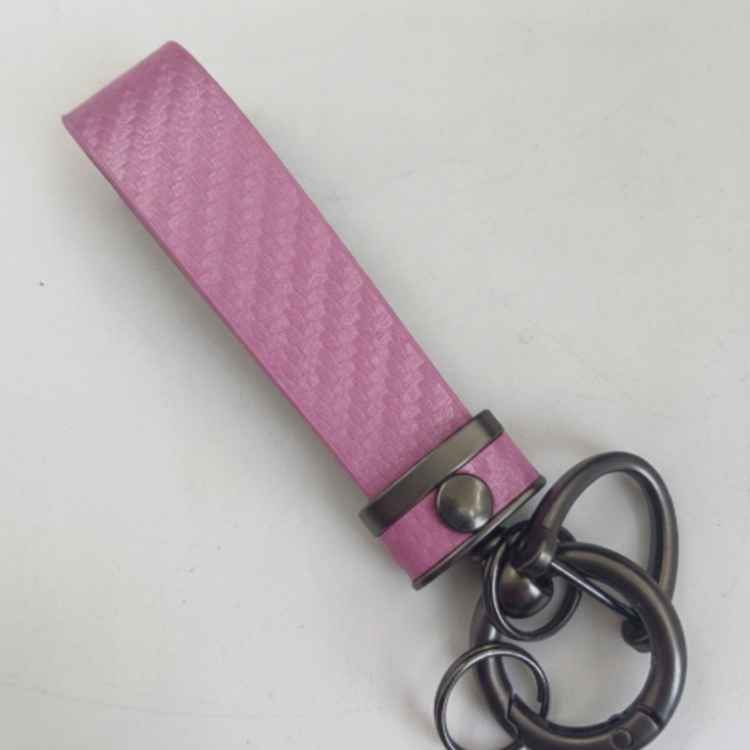 Textured Tube Keychain with Metal Hardware Barbie Pink