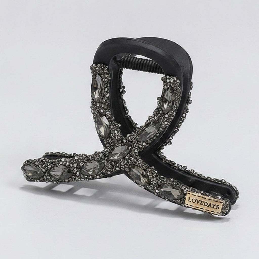 Rhinestone Claw Hair Clip - Black – hair accessories (view 1)
