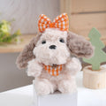 Ribbon Curly Dog Plush Keychain Cute Bag Charm Toy - Orange