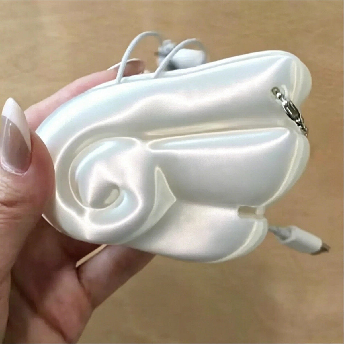 Silver Star Earphone Holder 3D Printed Keychain Charm - Type 2