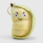 Happy Pea Pod Plush Keychain - Yellow