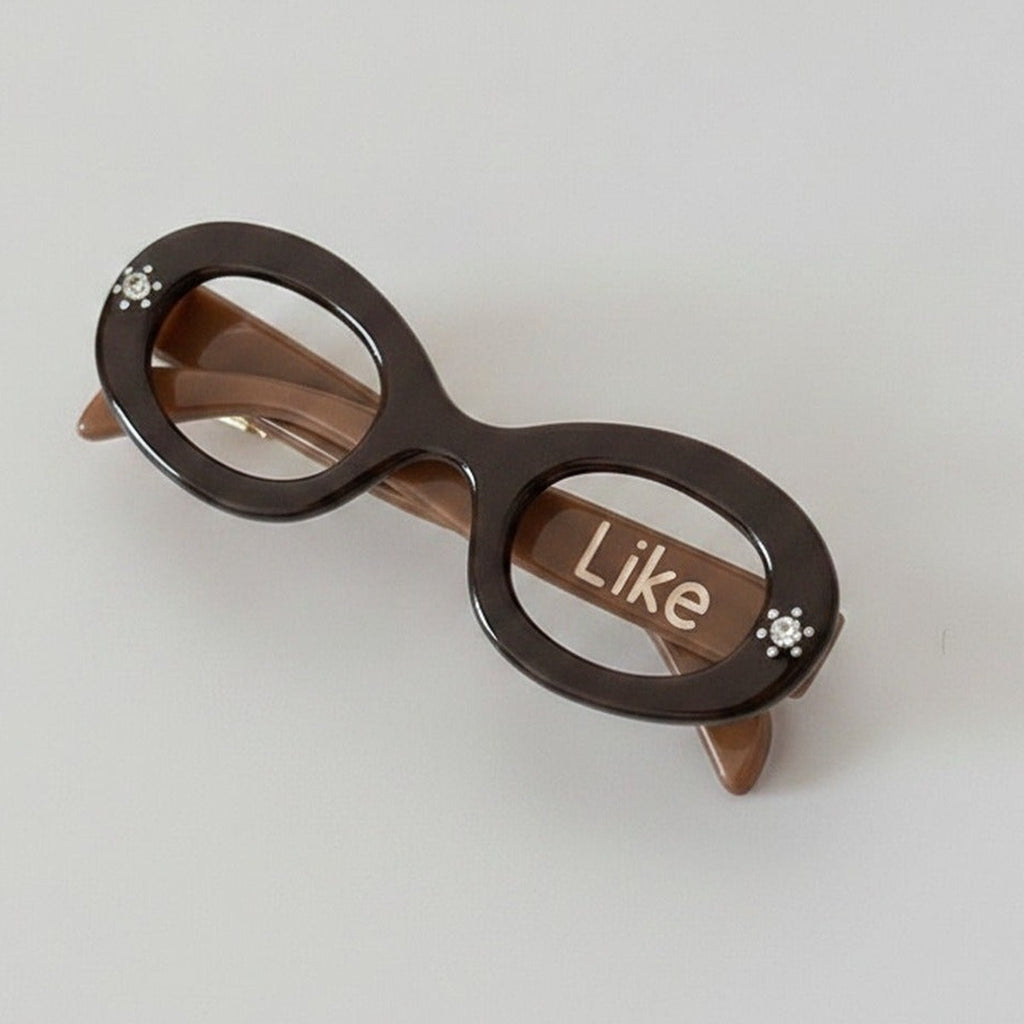 Brown Oval Sunglasses Hair Clip With Rhinestones – hair accessories (view 1)