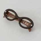 Brown Oval Sunglasses Hair Clip With Rhinestones – hair accessories (view 1)