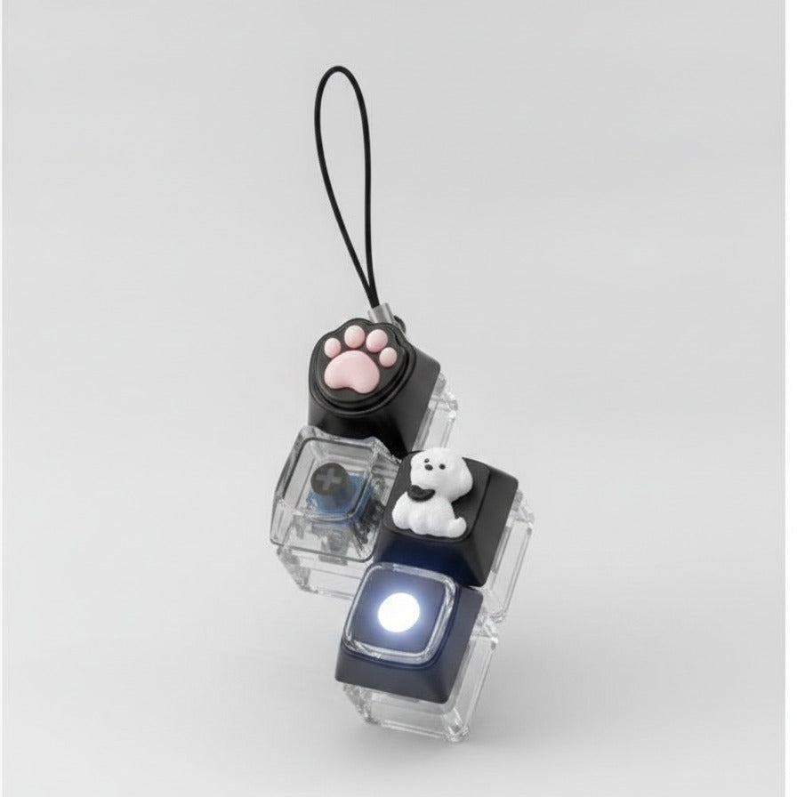 Cute Pup Light-Up Keychain - Black