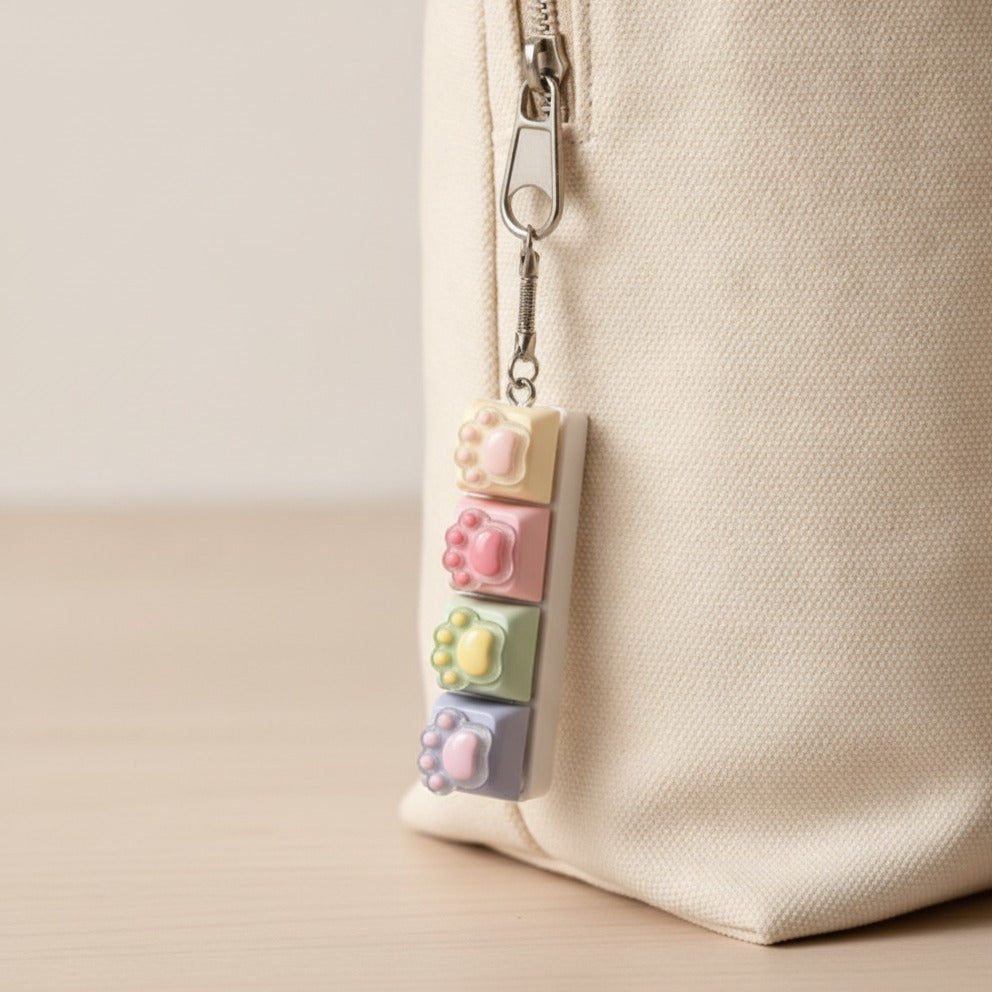 Mini Paw Pad Keychain - White Macaron Mix
