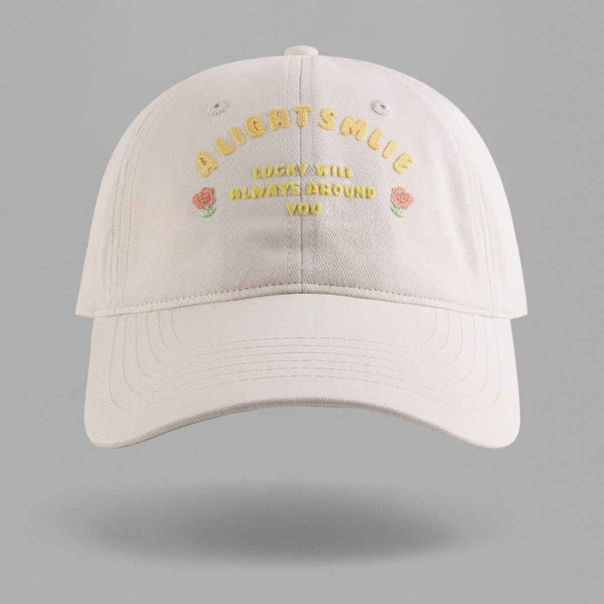 Embroidered Rose Baseball Cap - Cream White – apparel accessories (view 1)