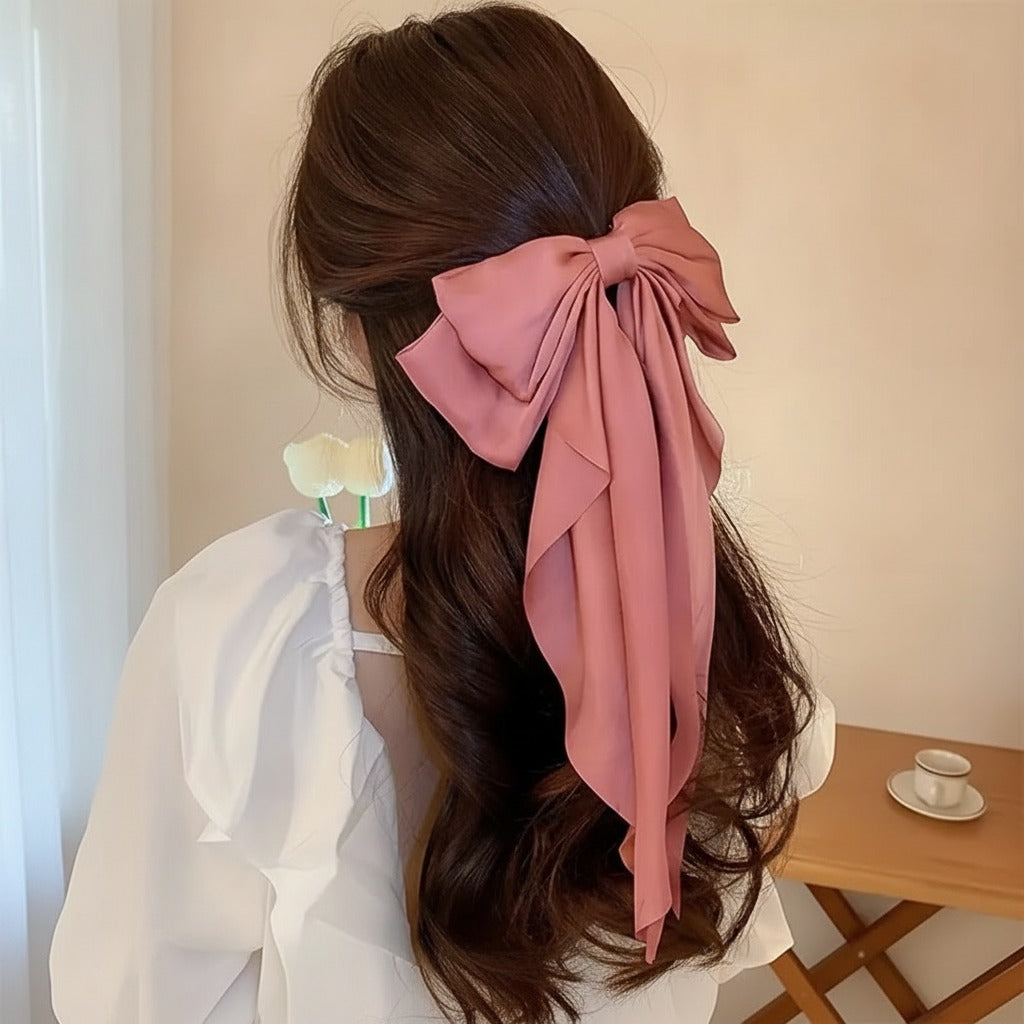 Leopard Bow Hair Claw - Pink