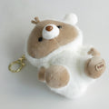 Cozy Bear Plush Keychain - Cream & White