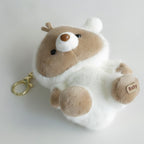 Cozy Bear Plush Keychain - Cream & White