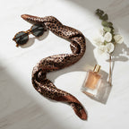 Mixed Print Silk Scarf Dark Coffee
