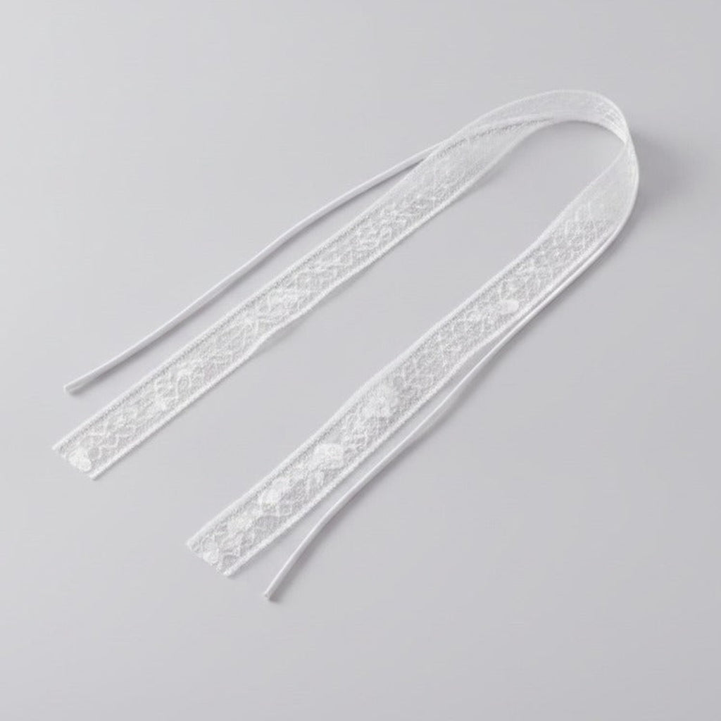 Sheer Lace Tie Scarf Duo - White