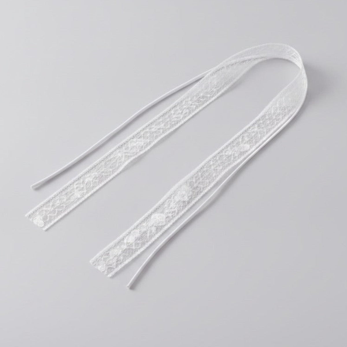 Sheer Lace Tie Scarf Duo - White