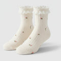 Milky White Ribbed Lace Crew Socks – apparel accessories (view 1)